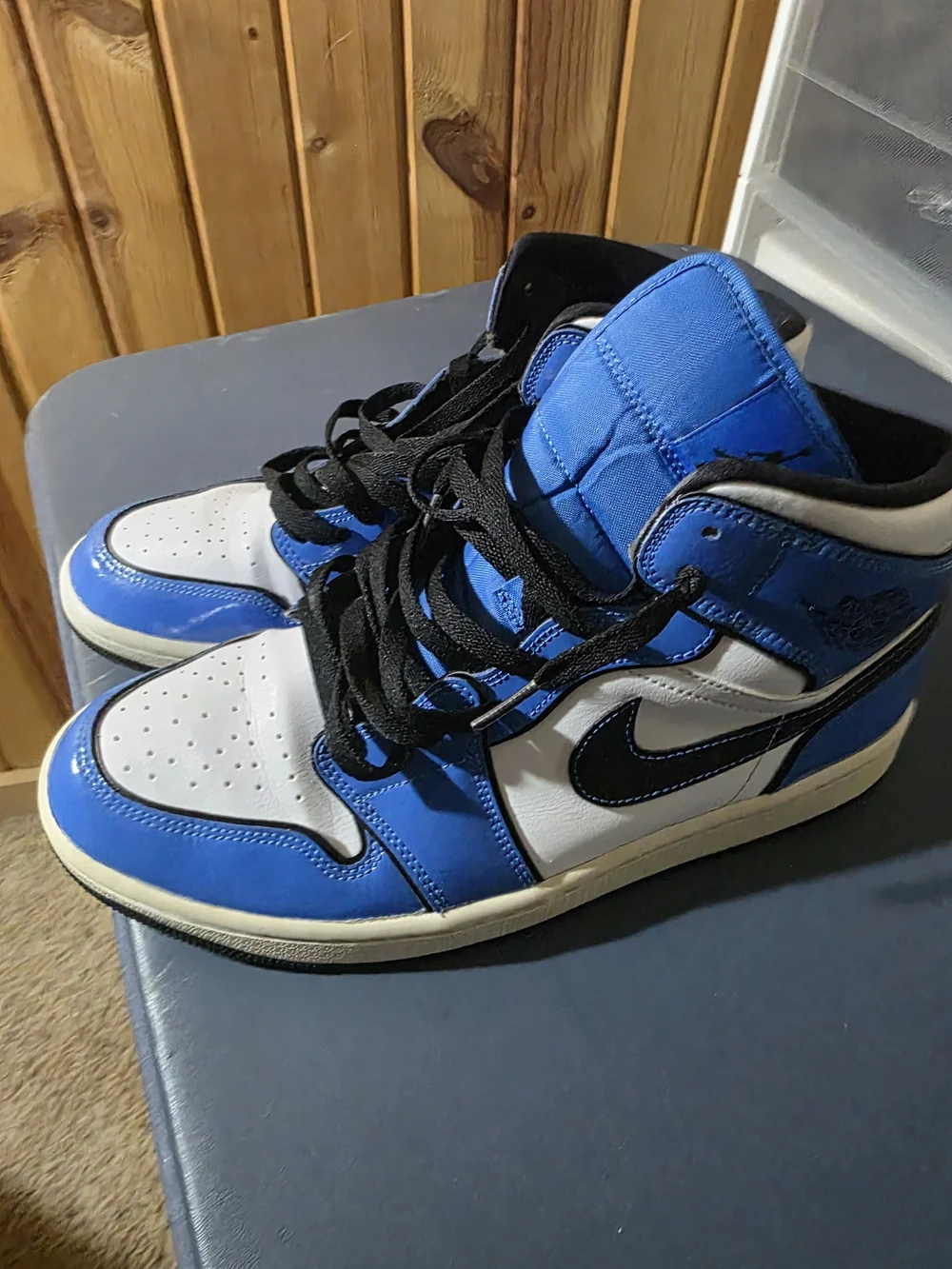 Jordan Men's High-Top Sneakers in Blue, White and Black